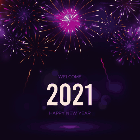 Granatowa kartka z fajerwerkami witają 2021 rok